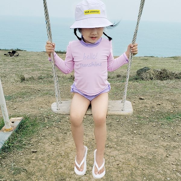 

дизайн oem детская девушка письмо с длинным рукавом солнцезащитный крем сплит комплект из трех частей 2-9 лет купальник купальник старый, White;black