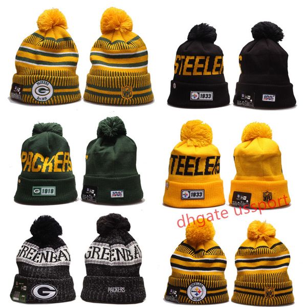 

winter beanie packer hats for men steeler knitted wool 100th hat women out door warm cap, Black;white