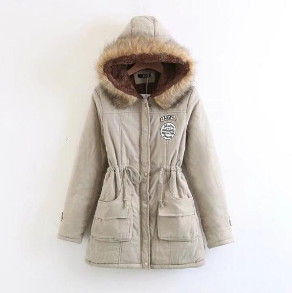 

new winter women coat medium -long thickness plus size 3xl outlet hooded jacket slender parka cotton coat worn overcoat, Tan;black