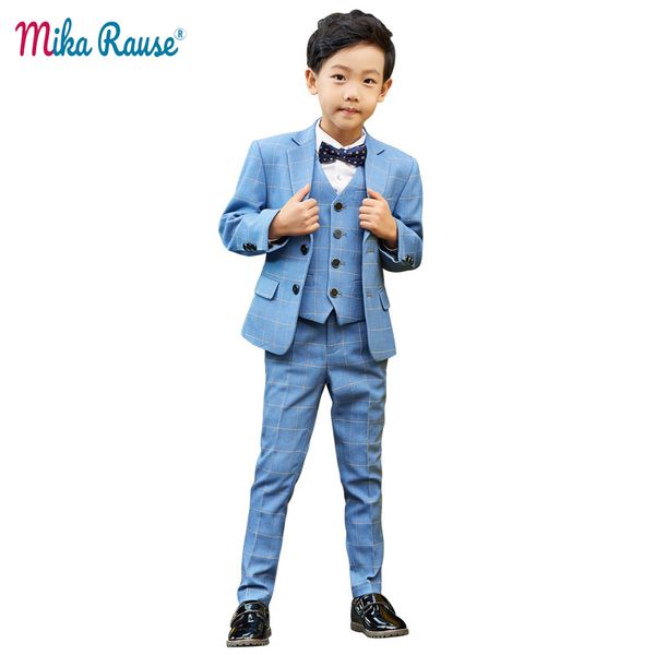 

5pcs kids plaid boys suits sets boys blazer suit flower boy blue tuxedo baby boy formal blazers set costume garcon mariage, Black