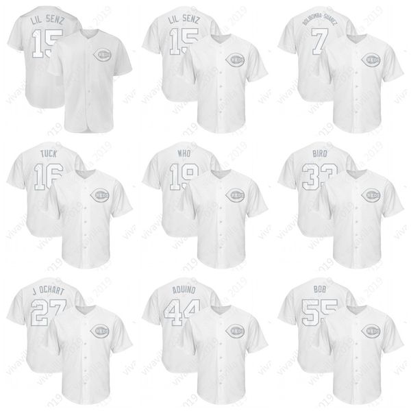 

Cincinnati 15 Nick Senzel Lil Senz 19 Joey Votto WHO 33 Jesse Winker BIRD 7 Eugenio Suarez BOLIBOMBA SUAREZ Reds Tucker Barnhart TUCK