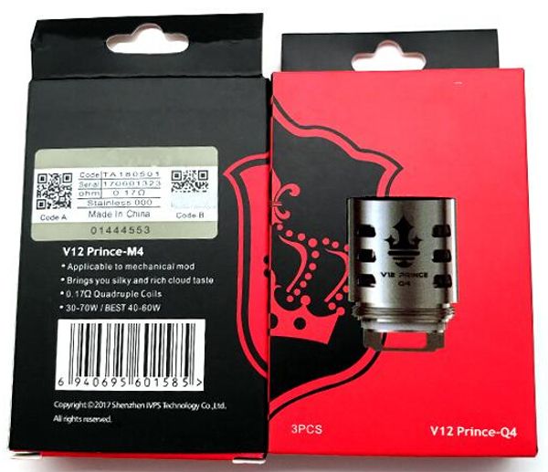 

sample size tfv12 prince coil v12 prince q4 x6 m4 t10 mesh 0.15ohm vape core atomizer heads for tfv12 prince