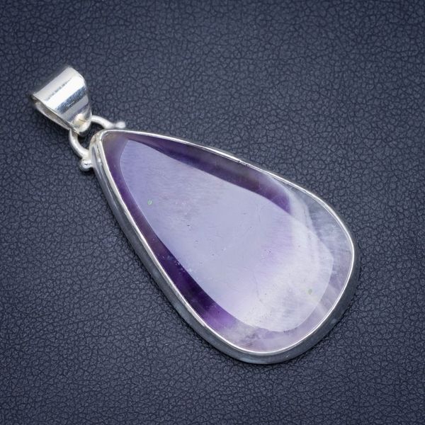 

natural chevron amethyst handmade unique 925 sterling silver pendant 1.75" a0076