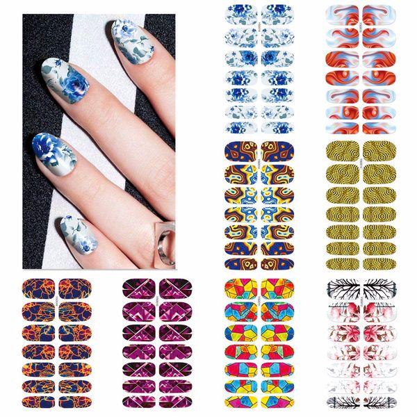 

yzwle 1 sheet optional colorful nail art water transfer stickers nail tips decals beauty full cover wraps for nails, Black