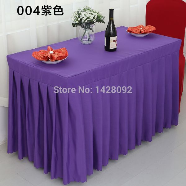 

purple plain polyester l conference table skirting cover can do customized size