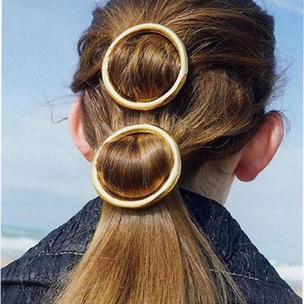

hair accessories haimeikang women girl hairpin fashion jewelry gold color hollow round circle clip barrette wedding party