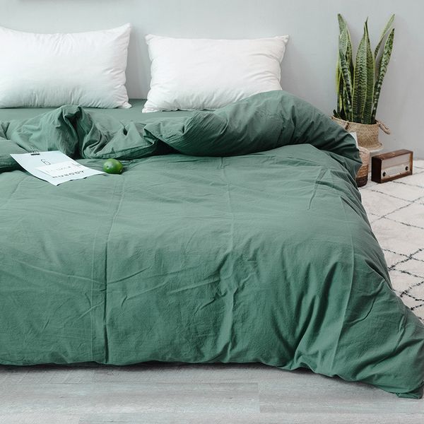

one pieces 100% cotton yarn weave washed cotton blackish green duvet cover japanese style six sizes available