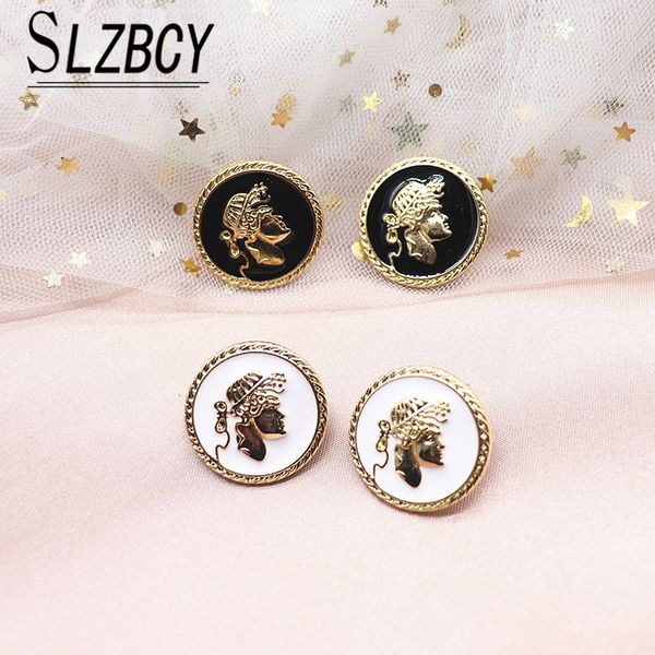 

fashion vintage round head portrait coin earrings creative design women jewelry stud earrings memorial day accessories, Golden;silver
