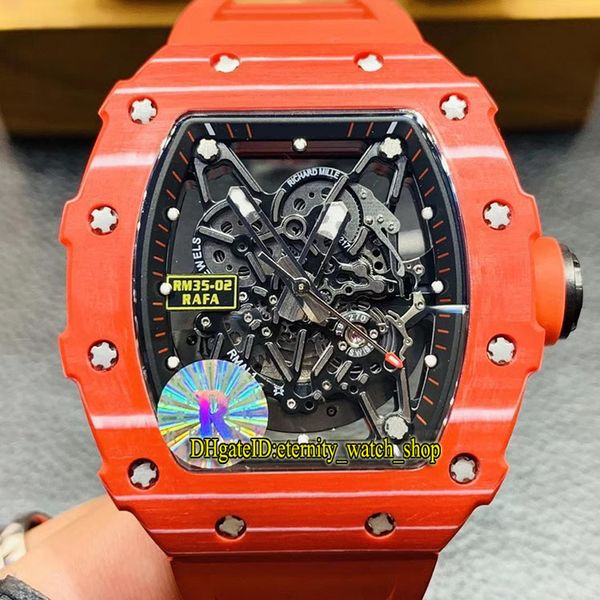 

red devils version rm 35-02 rafael nadal ntpt all carbon fiber case japan nh mechanical rm035 mens watch rubber sport designer watches, Slivery;brown
