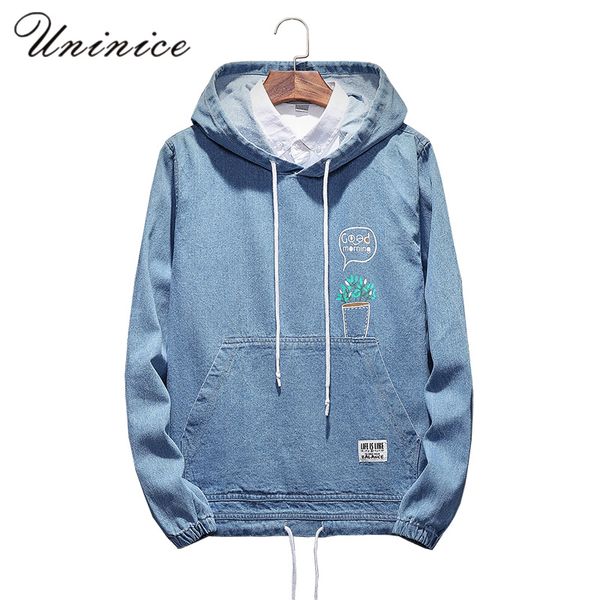 

men's winter autumn plus size 5xl hoodies printed denim sweatshirt men jeans hooded coats teenager punk hip hip moletom, Black