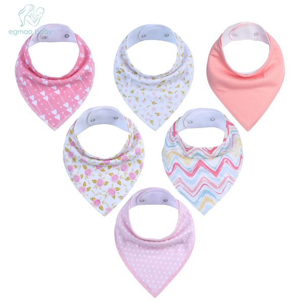 

6pcs baby bandana drool bibs super absorbent 100% organic cotton perfect baby shower gift se for drooling teething and feeding t200330