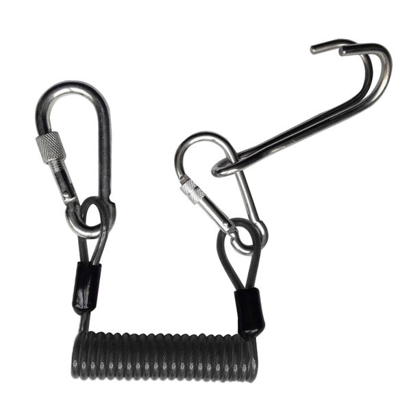 

safety scuba diving diver dual reef hook & coil lanyard swivel clip
