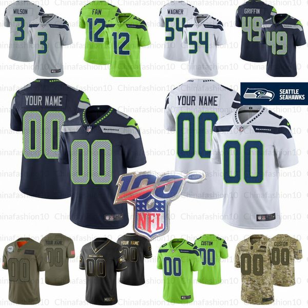 

custom mens women kids seattle 3 russell wilson sea seahawk jerseys 14 dk metcalf 90 jadeveon clowney bobby wagner 24 marshawn lynch lockett, Black;red