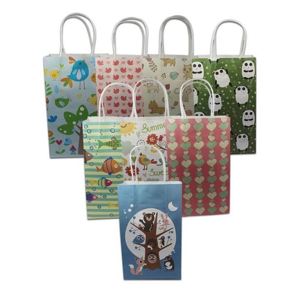 

dhl 150pcs/lot 21*13*8cm packaging kraft paper portable bags for gift toys clothing shopping storage paper bag with handles