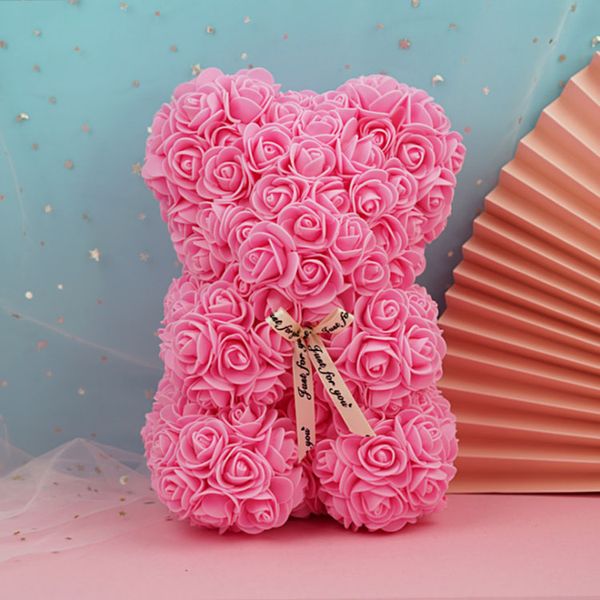 

25cm 17 colors artificial foam rose flower teddy bear artificial flowers rose bear for christmas valentine's day gift kid's birthd