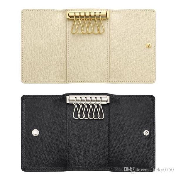 

2020 wholesale original box luxury multicolor short wallet six key holder women men's classic zipper pocket key chain 62630, Red;blue