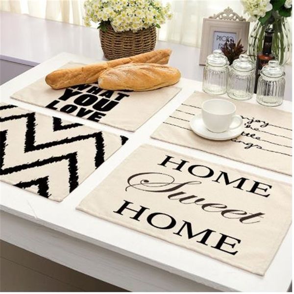 

1 шт. геометрический письмо шаблон placemat обеденный стол коврики напиток подставки хлопок белье колодки 42 * 32 см кухонные принадлежности