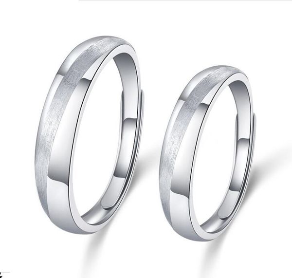 Anello a fascia da matrimonio semplice in vero argento sterling 925 Disegni in bianco Anelli personalizzati da donna per uomo per coppie Misura regolabile