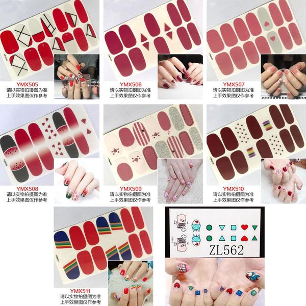 

nail art full-cover sticker sheet 14tips sticker polish ymx505-511, Black