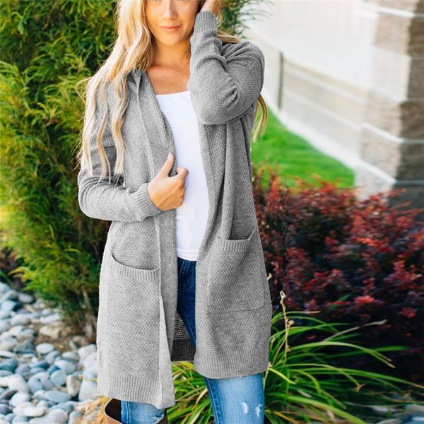 

woman jackets winter 2019 trench coat female women's loose fit long sleeve knitted women's hooded jackets cardigan coat, Black;brown