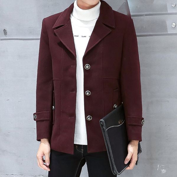 

woolen for men's jacket winter coat men short overcoat korean man coats abrigos casaco masculino kj240, Black