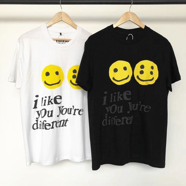 

cpfm мужская desiger футболка смайлик трэвис скотт пена печати high street tide brand hip-hop с короткими рукавами 2020 tee мужской европы и, White;black