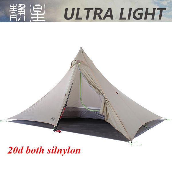 

2019 both side 20d silnylon ultralight asta pyramid outdoor 1 or 2 person 2 layer 3 seasons camping tent
