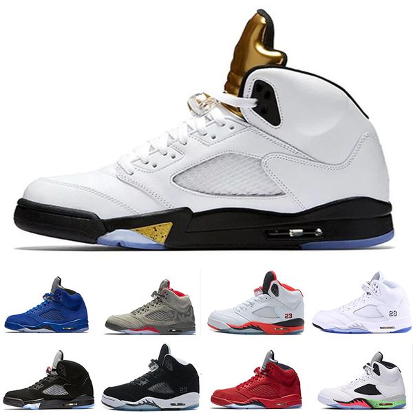 

blue suede sports basketball 5s shoes olympic metallic gold camo grey metallic silver oreo space jam sport sneakers size 41-47