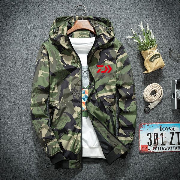 

new plus size m-4xl big brand fishing clothing quickdry sunscreen breathable hooded camouflage shirt, Gray;blue
