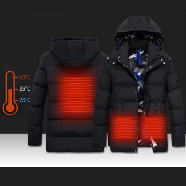 

men heated hiking jacket electric smart usb thermal warm coat windbreaker heating jacket plus size climbing winter clothing, Blue;black
