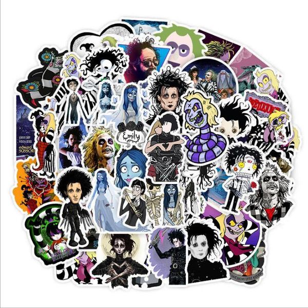 

tim burton movie series beetlejuice scissors edward stickers for luggage trolley case lapskateboard guitar waterproof doodle diy sticker