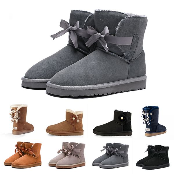 

2020 flower rosette wgg bowtie women s fashion ankle boots australia classic black grey chestnut navy blue women girl snow boots eur 36-41