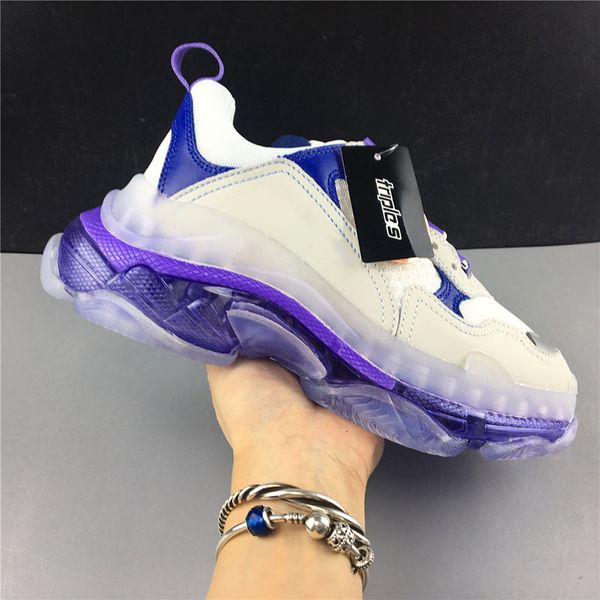 

new arrival paris brand triple s 17fw old dad run shoes white purple classical new released transparent cushion designer clunky sneakers