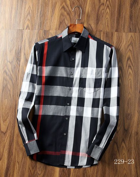 

#2271 fashion men's shirts long sleeve business shirt outdoor social cotton shirt man casual skinny lattice blouse luxurious shirts