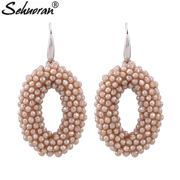 

shuoran big drop earrings for woman crystal facded beads handmade big earrings long pendientes wedding earring chrismas gifts, Golden