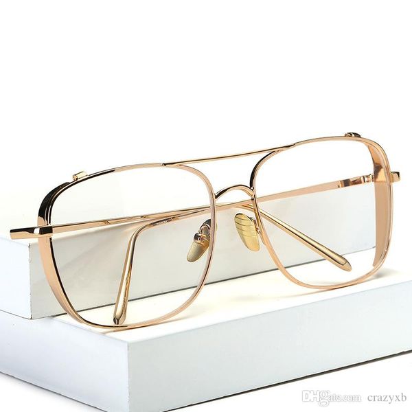 

2019 new flat mirror sun glasses for women gold frame lunette metal cateye shades chic ladies summer silver sunglasses, White;black