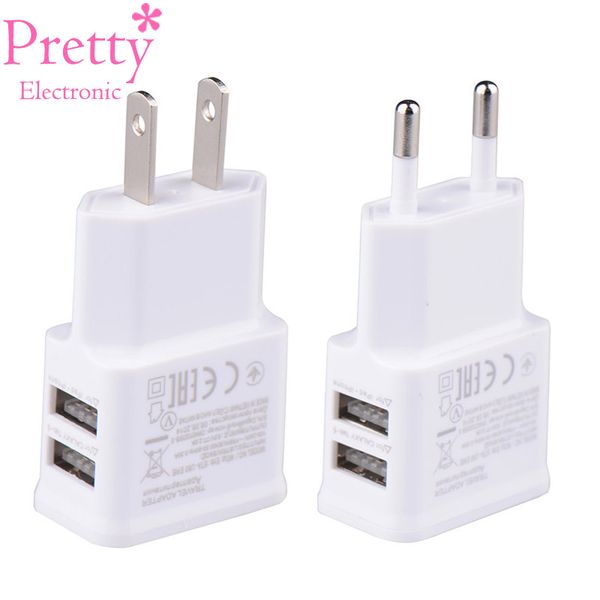 

dual usb charger 5v 1a eu plug universal mobile phone charger wall ac power international plug adaptor for iphone samsun