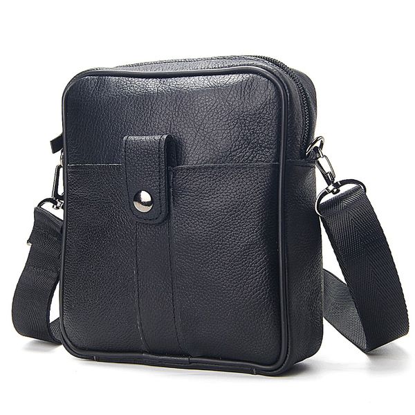 

new fashion cow leather black messenger bags for men hasp zipper design men's business genuine leather single shoulder bag