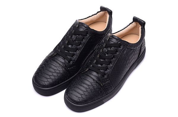 

mens womens low snakeskin red bottom flat casual luxury shoes for men women brand new comfort designer skate sneakers cu03, Black