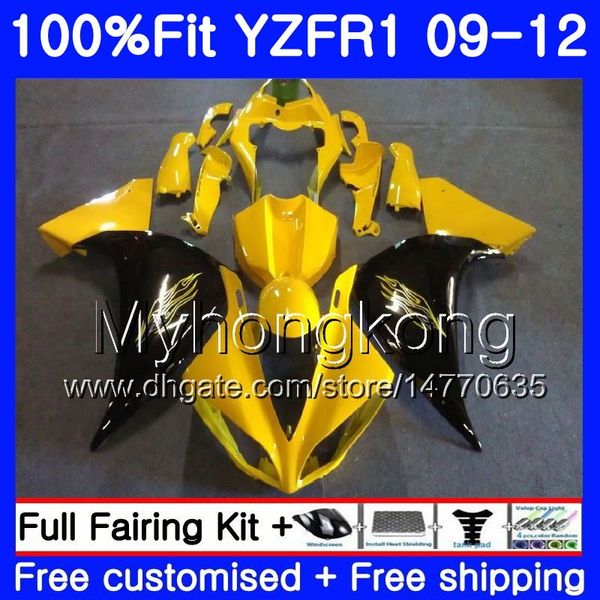 Injeção Para YAMAHA YZF 1000 R 1 YZF R1 2009 2010 2011 2012 241HM.30 YZF-1000 Amarelo preto quente YZF-R1 YZF1000 YZFR1 09 10 11 12 Kit Carenagem