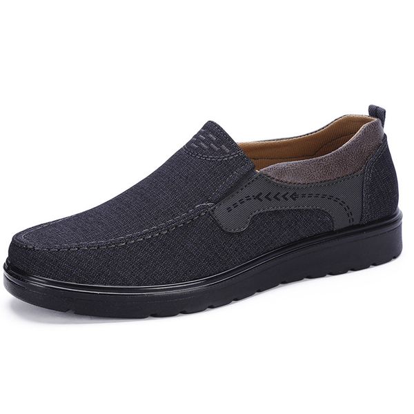 

canvas mens casual walking shoes man flat loafers shoes slip on summer male breathable sneaker soft flat driving shoe size 38-48, Black