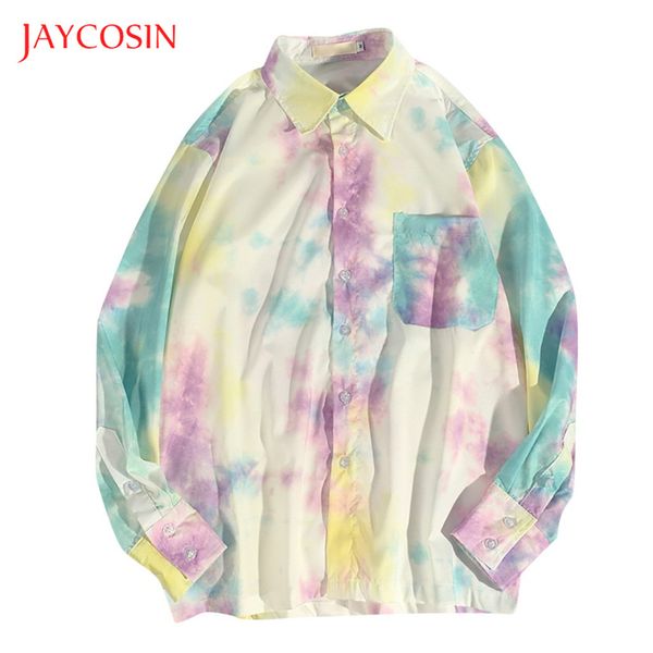 

joycosin 2019 новый мужская рубашка зима повседневная мужская одежда многоцветный градиент печати с длинным рукавом отворотом воротник рубаш, White;black