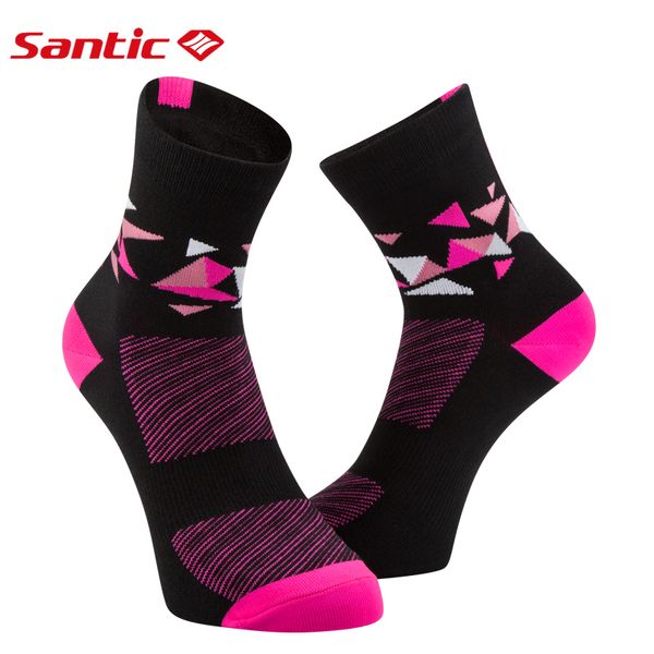 

santic women cycling socks antiseptic pink socks running marathon bike bicycle outside sport elastic size l8c09082, Black