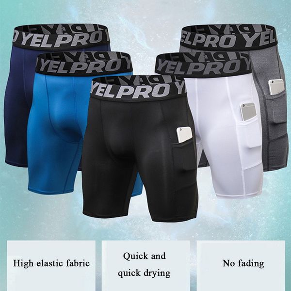 

mens running shorts fitness bodybuilding leggings joggers soprts gym fitness shorts man quick-drying male elastic tights, Black;blue