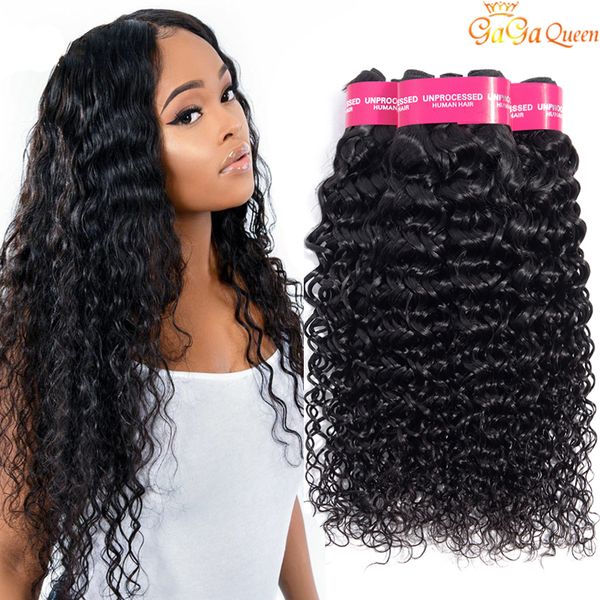 

peruvian virgin hair water wave 3 or 4 bundles unprocessed peruvian water wave human hair extensions gagaqueen, Black