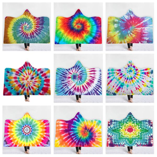 

rainbow hooded blanket thickening printed fleece blankets adults kids soft warmapes cloak blankets picnic throw towel t2i5379