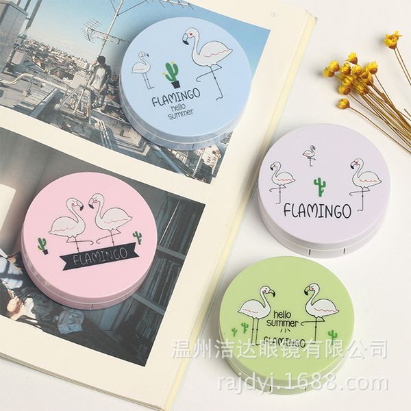 

maimeng color flamingo contact lenses case for lenses container cleaner lens travel mirror travel kit eyewear cases m-1620