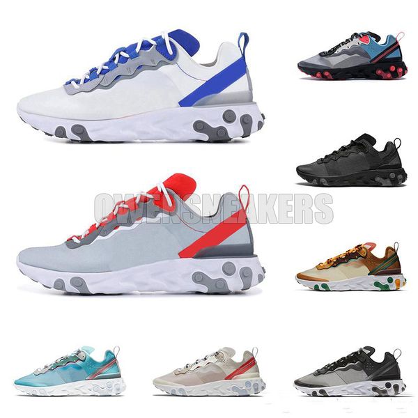 

new react element 55 87 running shoes for men women white royal red triple black orange peel mens trainer sports sneakers runners