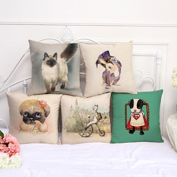

cute dog pillowcase bohemian bed animal pillowcover cotton linen ethnic car pillow cover bedroom sofa throw cushion pillow case dropship