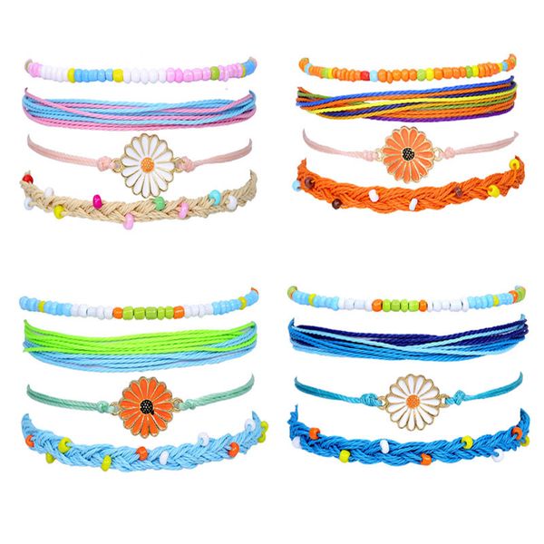 

fashion new styler fashion popular rice bead woven bracelet alloy chrysanthemum beaded bracelet simia bracelet, Golden;silver